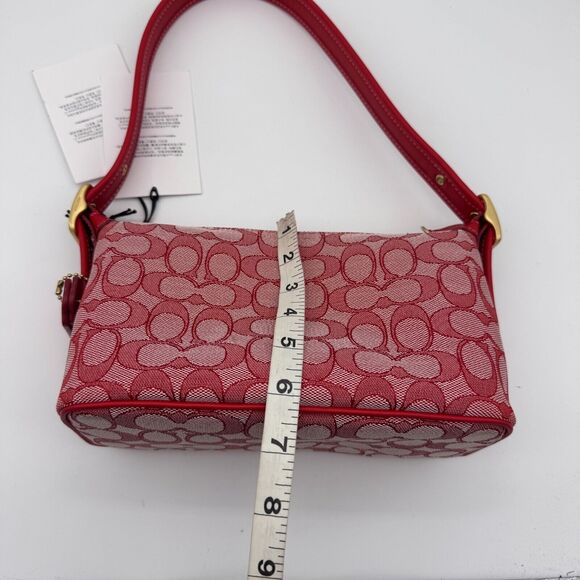 Coach Demi Signature Jacquard Shoulder Bag Purse Handbag Retro Mini Y2K Red NEW - Picture 13 of 16